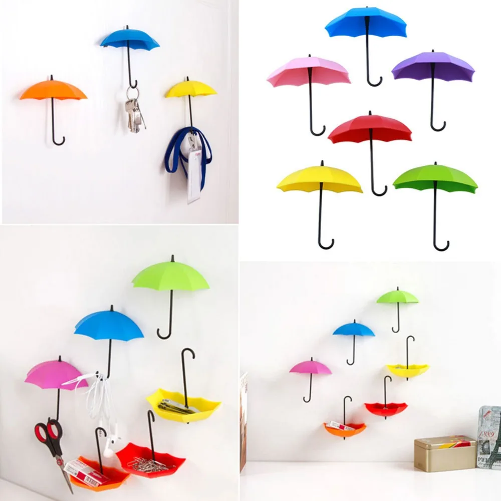 3 IN 1 DIY Silicone Umbrella Wall Hook Family Robe Hanging Hooks Hats