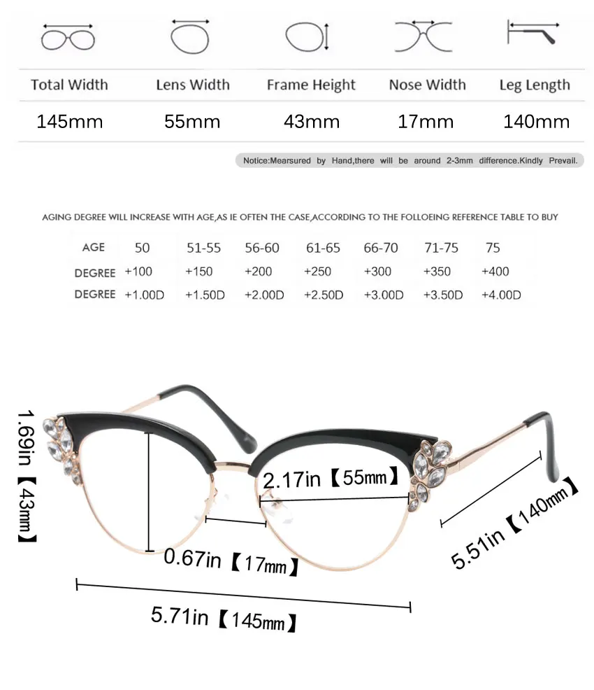 SOOLALA, стразы, кошачий глаз, очки для чтения, женские, модные, Дамские очки, оправа для пресбиопии, очки для чтения w/чехол+ от 0,5 до 4,0