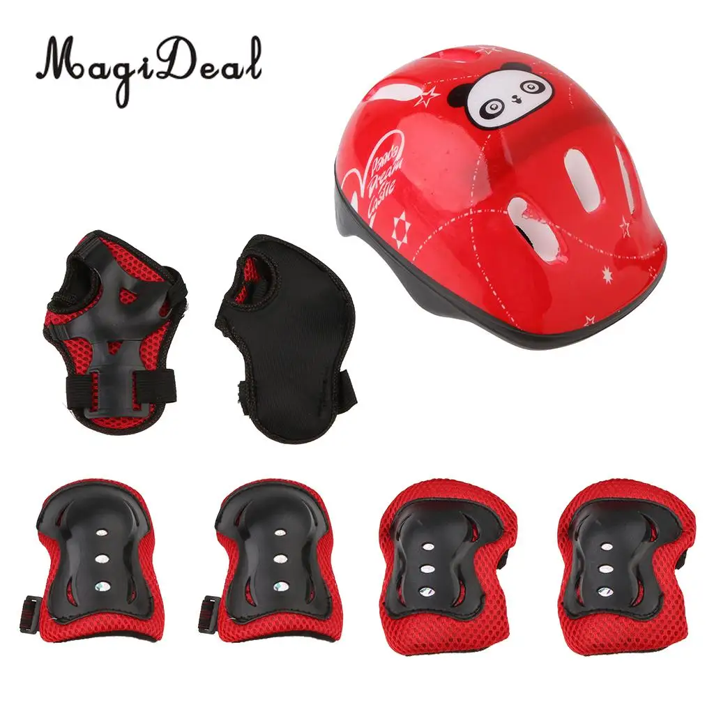MagiDeal Soft 7Pcs Kid Child Roller Skating Bicycle Helmet Knee Wrist Guard Elbow Pad for Scooters Gokarts Skateboards Cycling 