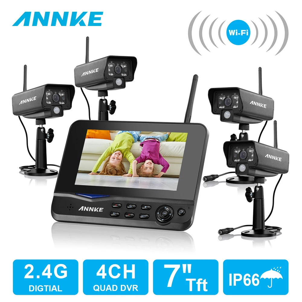 ANNKE 7" TFT LCD DVR 4CH Digital Wireless Monitor 4pcs ...