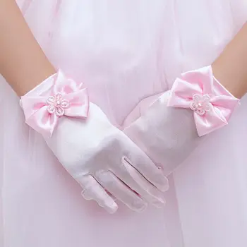 

1 pair Elastic Silks Satins Short Gloves Brief Paragraph Lady Gloves For Princess Children Party Accessories