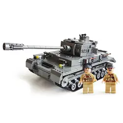 1193 шт. развивающие игрушки строительные блоки Кирпич века Пособия по немецкому языку бронированный Военный танк пушки модели игрушечные