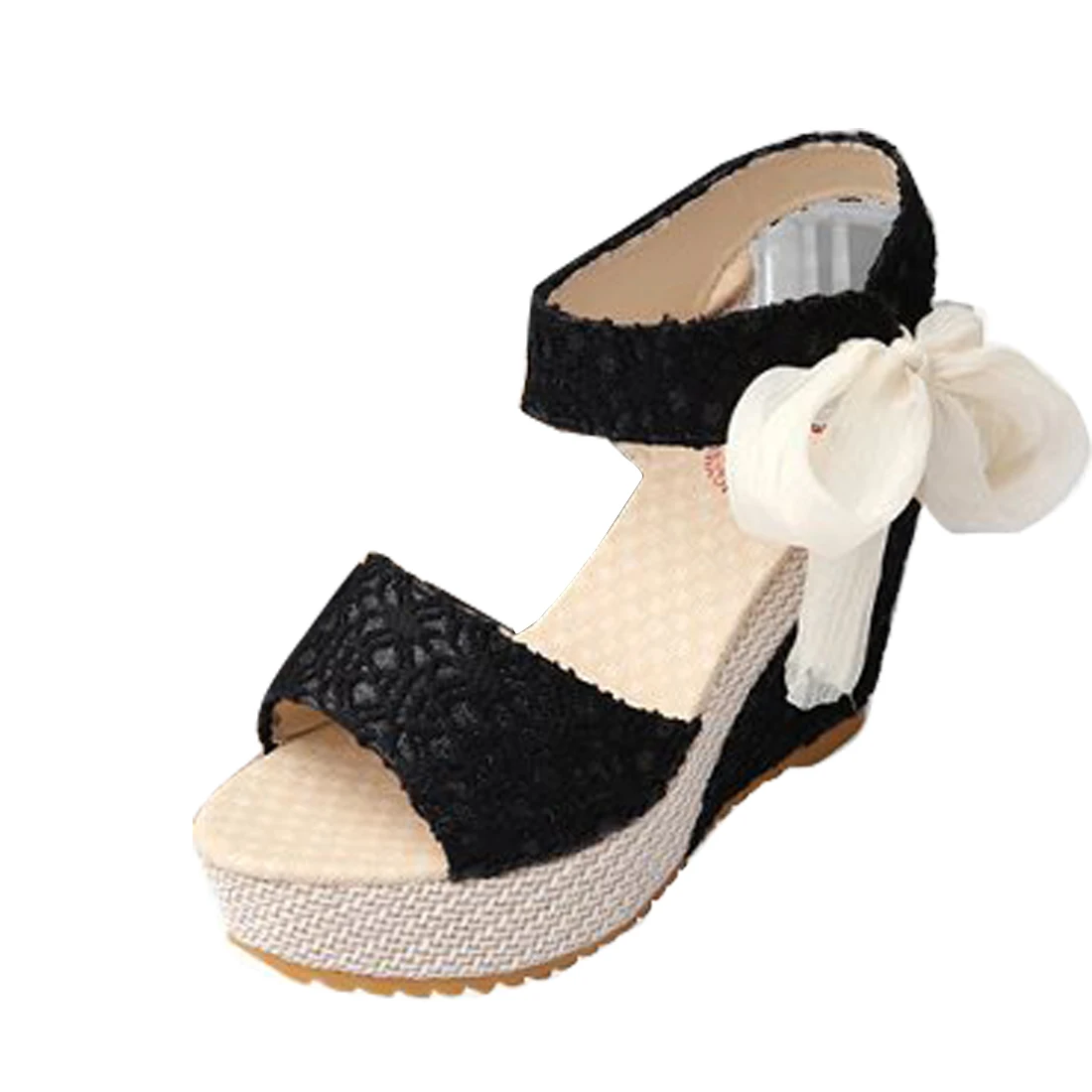 

Fashion Women Sandals Summer Wedges Women's Sandals Platform Lace Belt Bow Flip Flops open toe high-heeled Women shoes Female
