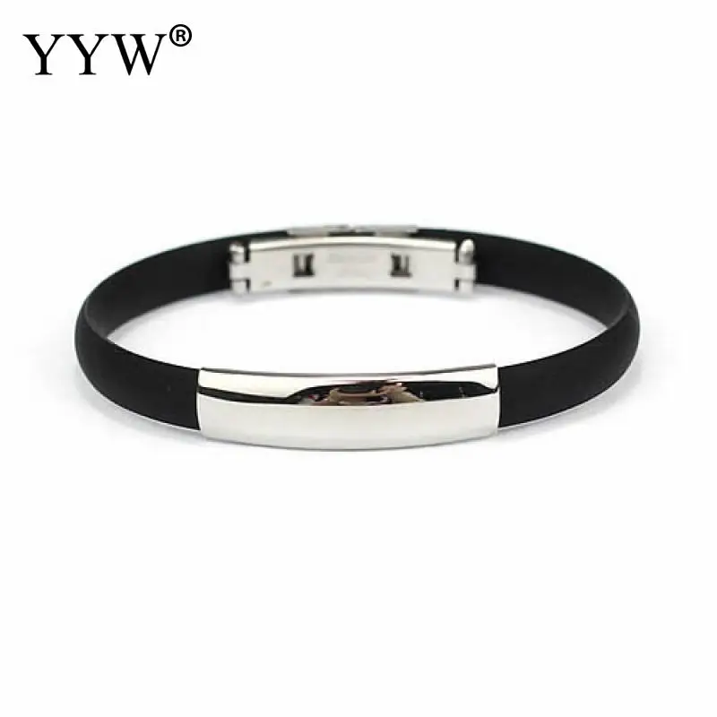 Classic Punk Rubber Silicone Bracelets Fashion Jewelry Men Black
