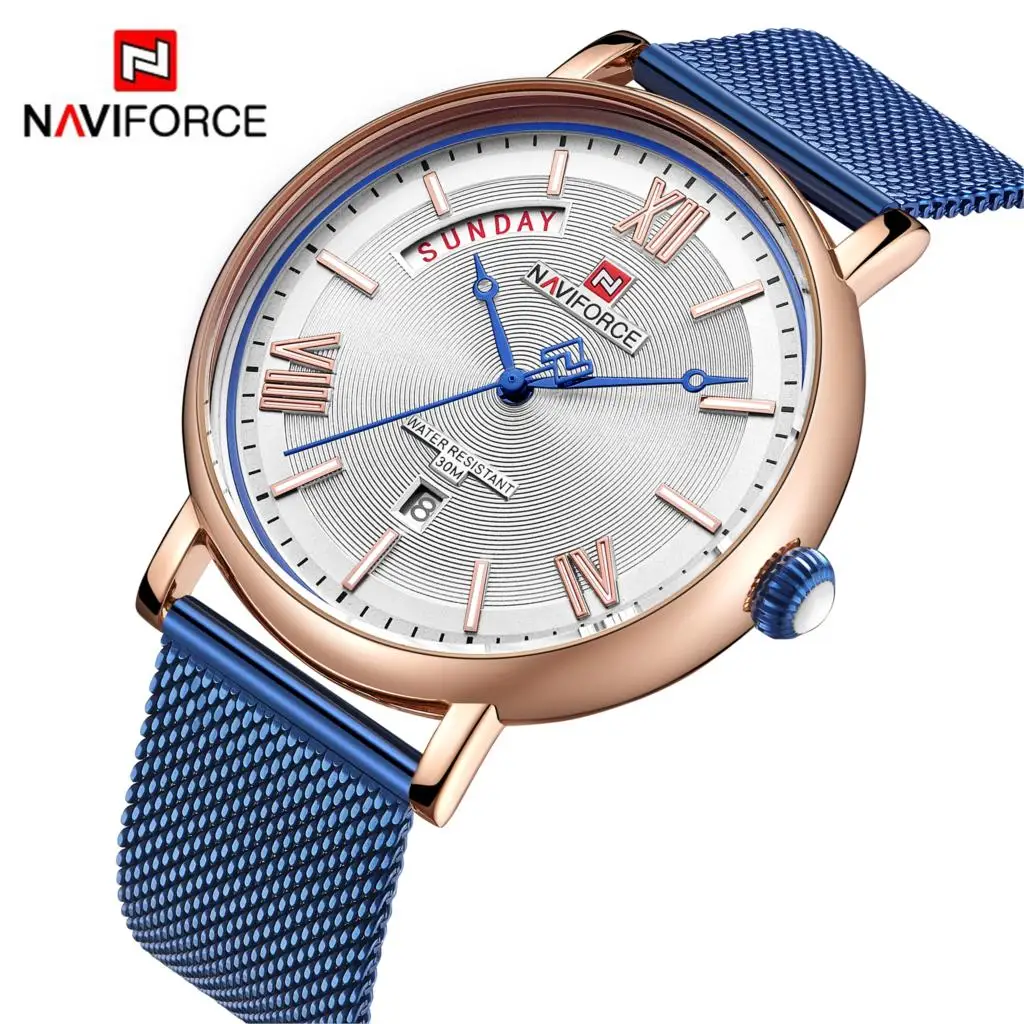 

NAVIFORCE Mens Watches Top Brand Luxury Fashion Quartz Watch Men Casual Mesh Steel 3ATM Waterproof Sport Watch Relogio Masculino