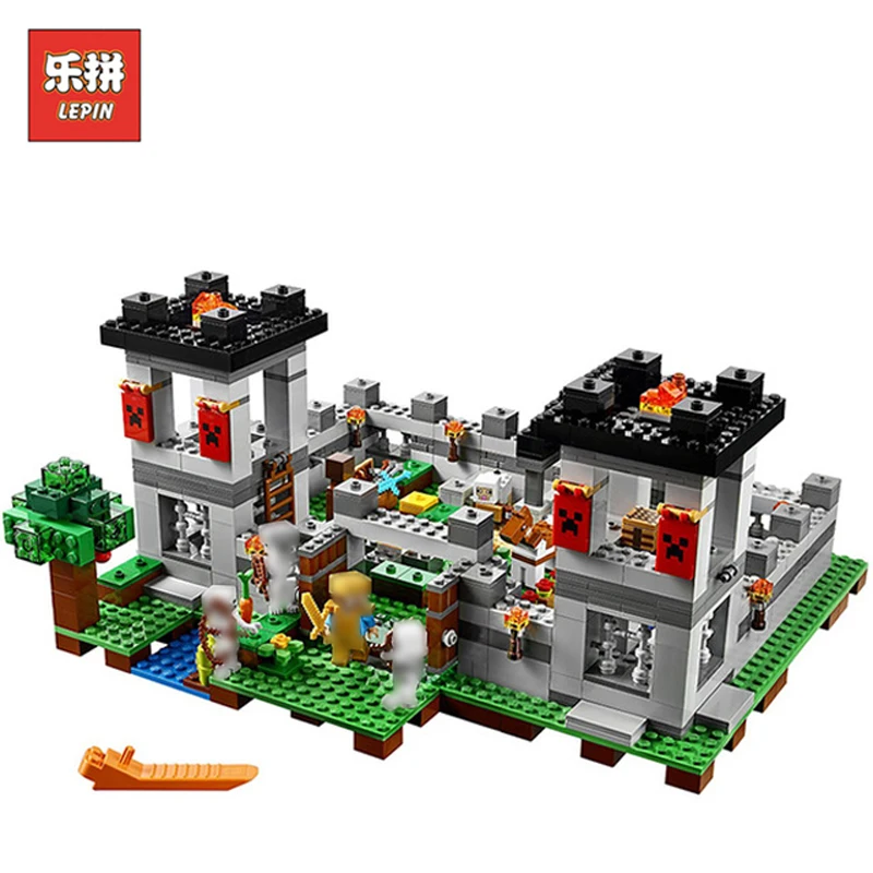 

In Stock DHL Lepin Sets 18005 523Pcs Minecrafted Figures The Fortress Model Building Kit Blocks Bricks Educational Kid Toy 21127