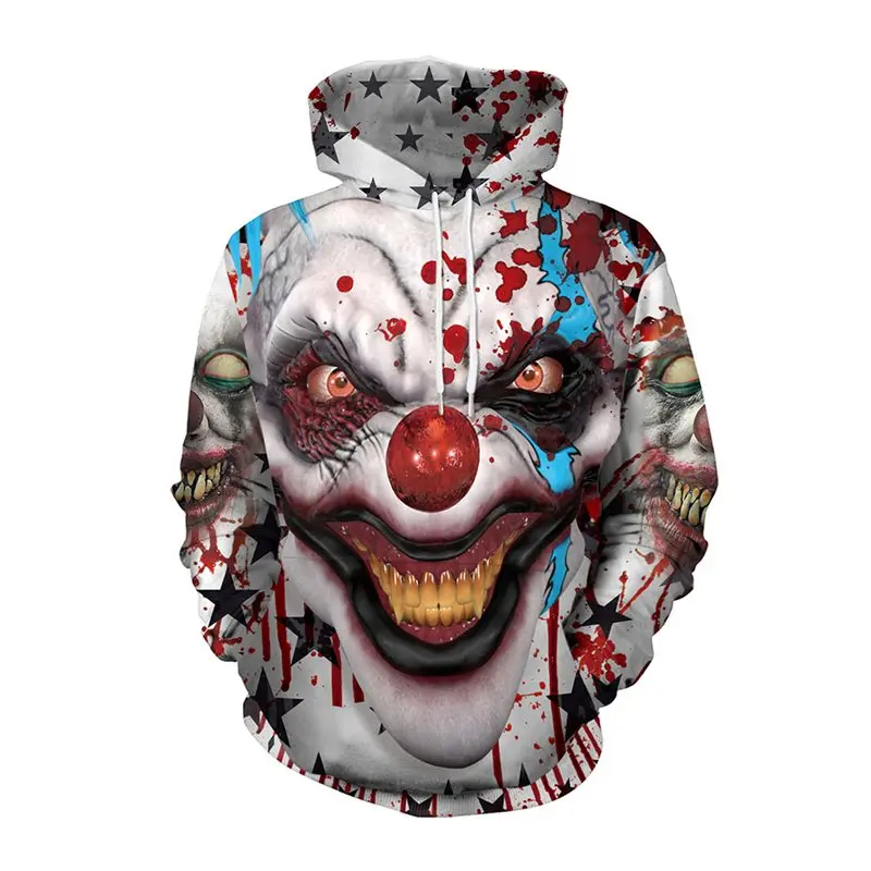 

Casual Hip Hop Gothic White Halloween Cool Women Hoodies Autumn Loose Hooded 3D Cartoon Print Plus Size Tops Goth Sweatshirts
