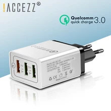 ACCEZZ 18 Вт 3 порта USB зарядное устройство Быстрая зарядка 3,0 5 в 3 а для iphone 8 X Быстрая зарядка для samsung S8 Xiaomi мобильный телефон адаптер ЕС