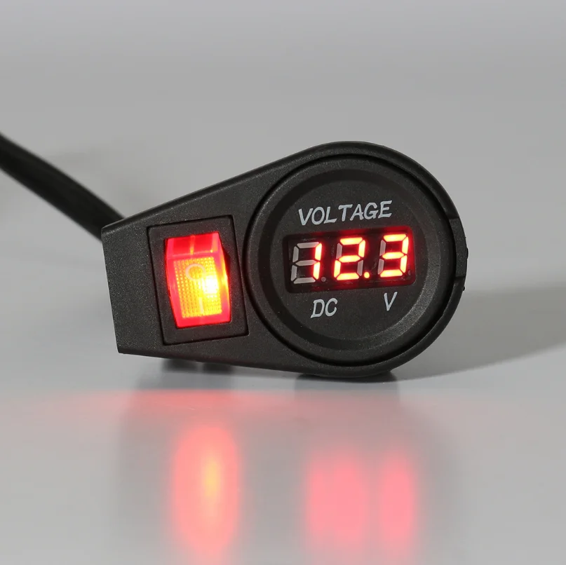 Universal DC 12-24V Multi Color LED Digital Display Car Motorcycle Voltmeter Waterproof With Switch