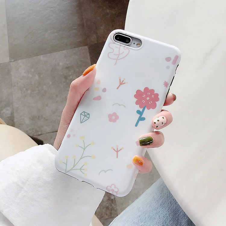 

For Small fresh flowers illustration 7/8plus Apple X/XR mobile phone case iphonexs max 6splus soft cover 7plus protective cover