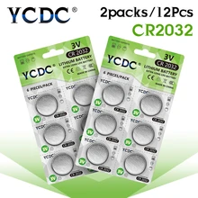 12 шт./2 карты YCDC 3V CR 2032 батарея для монет DL2032 5004LC KL2032 литиевая Кнопочная батарея CR2032 для часов с дистанционным управлением