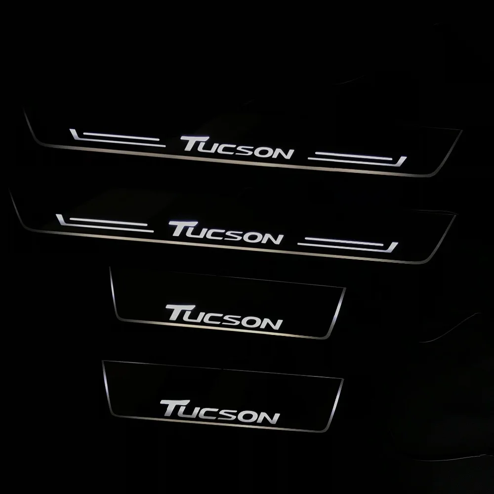 RQXR led движущиеся двери потертости для hyundai Tucson динамический порог пластина плоский накладной поток/натюрморт свет, 4 шт