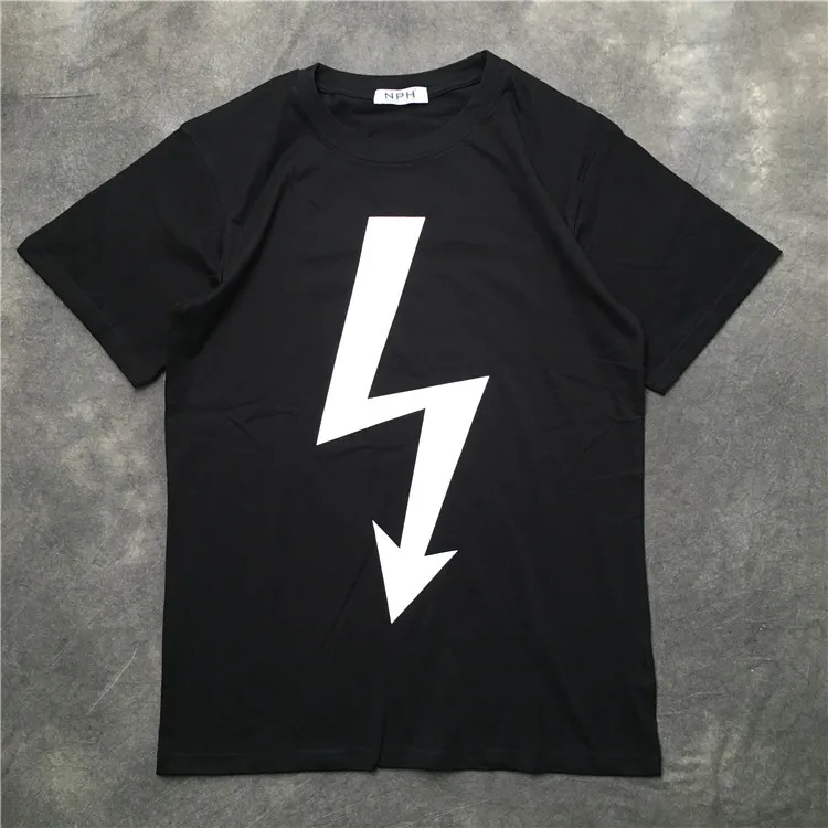 

New 19 parkour Arrow lightning Neil Barrett T Shirts T-Shirt Hip Hop Skateboard Street Cotton T-Shirts Tee Top kenye S-XXL #K46