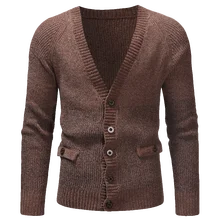 Свитера зимний плотный большой v-образный вырез мужской кардиган Модный город популярный пэчворк Повседневный пуловер Homme Hiver
