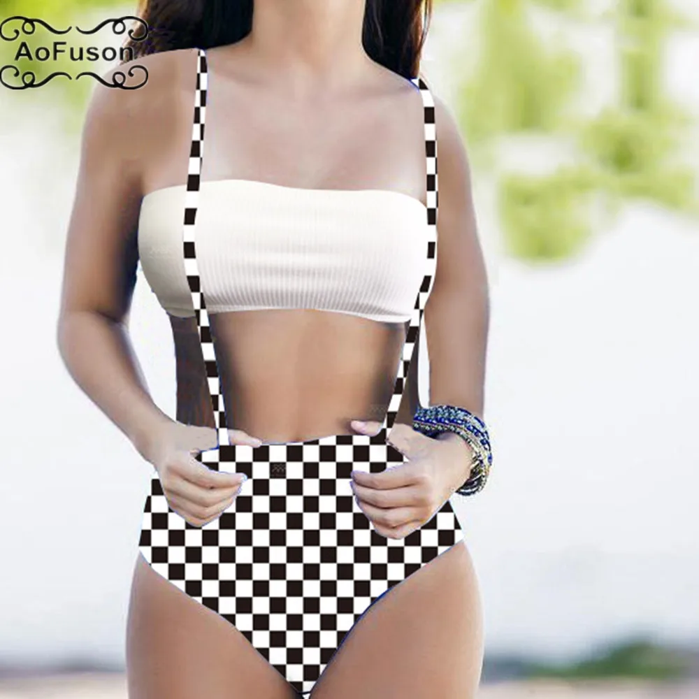 New White Lattice Ribbed Bikini Bather 2019 two pieces swimsuit High Waist set Swimwear Women Bathing Suit female |