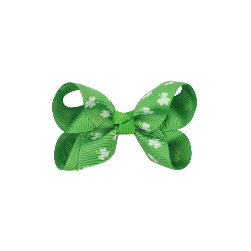 Clover Butterfly Hairpins Printed Knot Ribbon Bow For Girls Handmade Boutique Hair Clip Children Accessories | Детская одежда и