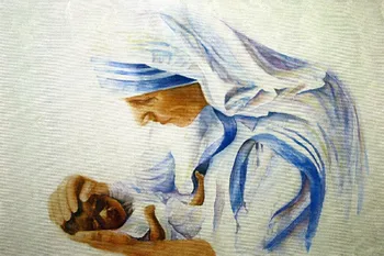 

Mother Teresa Blessed Teresa of Calcutta Catholic Church Sketch style Picture printing fabric silk poster for Decorative
