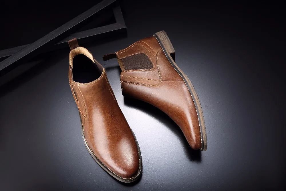 DESAI/мужские ботинки из натуральной кожи в винтажном стиле; обувь на шнуровке с высоким вырезом; Мужские Модные Повседневные высокие ботинки с перфорацией типа «броги»; европейские размеры 8-12