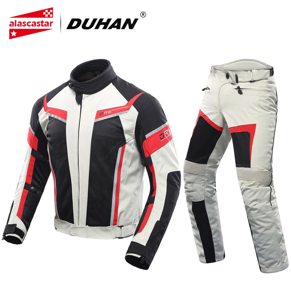 

DUHAN Men's Motorcycle Jacket+Motorcycle Pants Breathable Racing Jacket Chaqueta Moto Breathable Motorcycle Riding Clothing Set