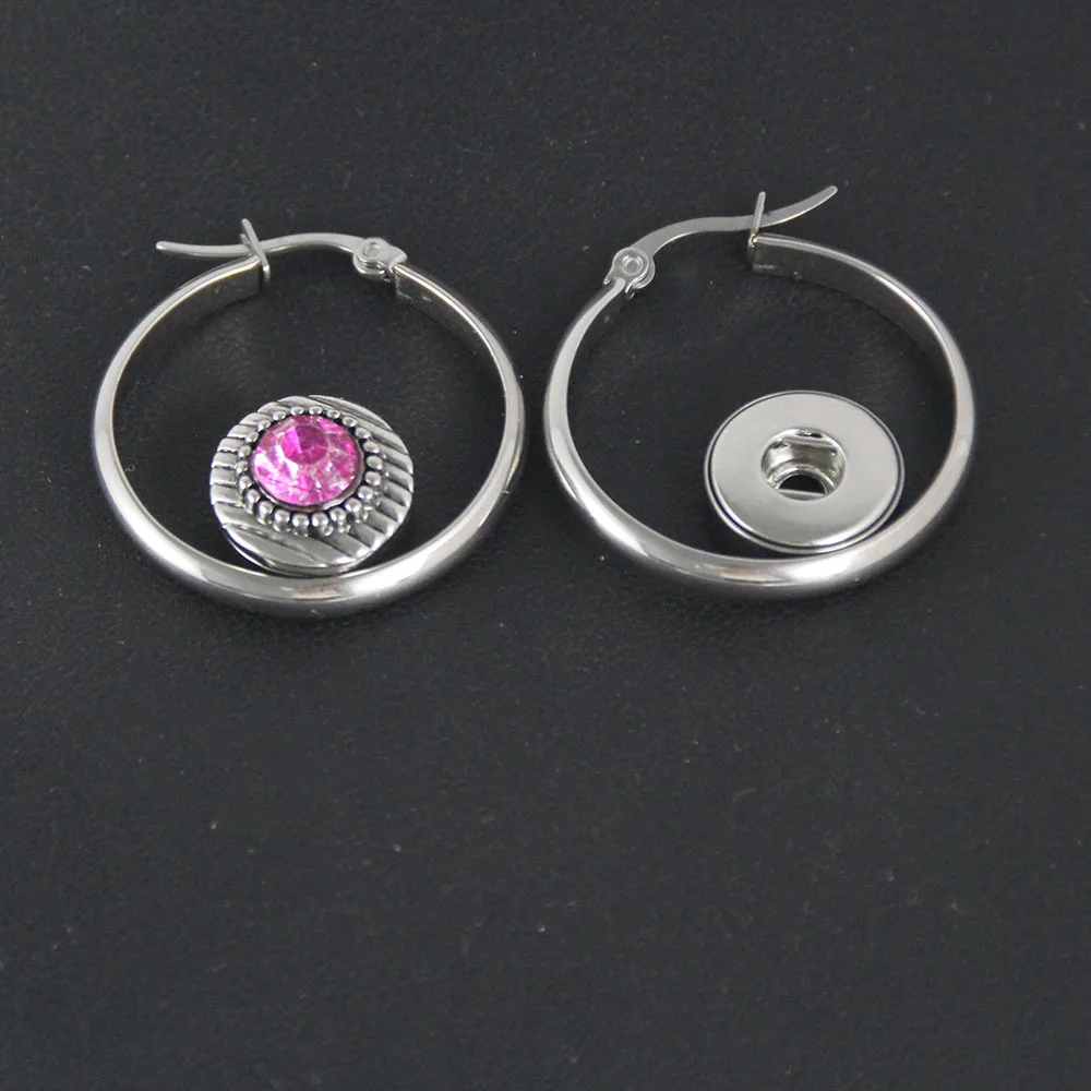 

New 4sets/lot 2016 Fashion stainless steel rhinestone beauty snap earrings fashion pair fit 12mm snap new buttons DIY wholesale