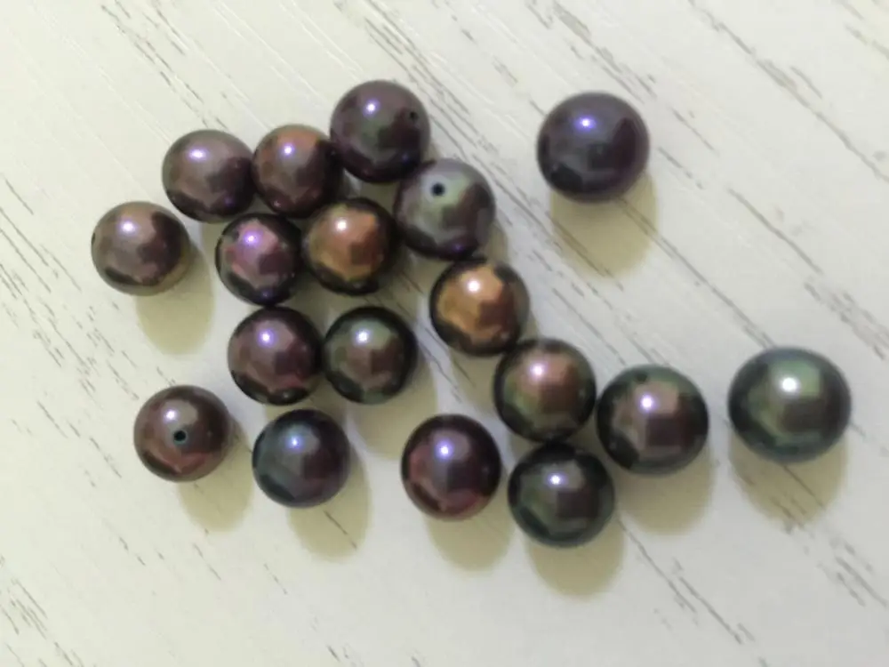 

18 pieces 7-8mm round south sea round multicolor loose pearls half drilled