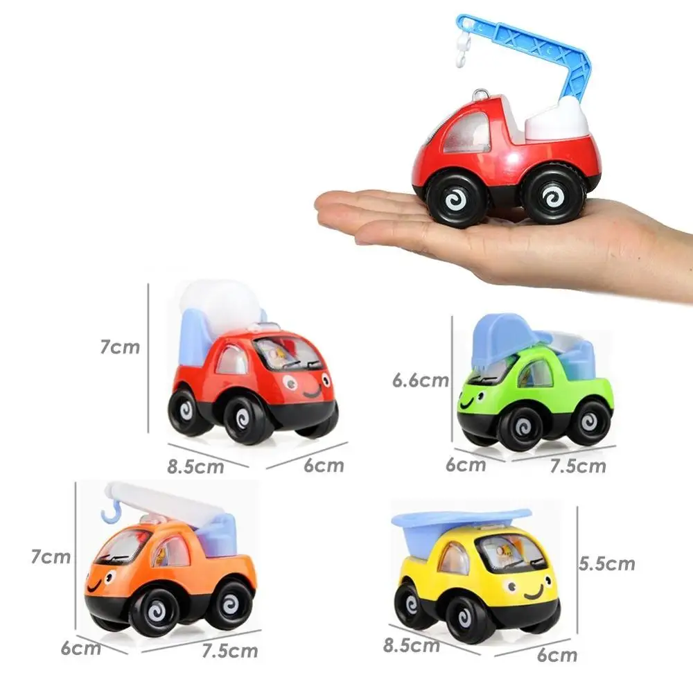 

Mini 4 Pcs Cartoon Construction Team Vehicle Push and Go Engineering Excavator Dump Truck Mini Cartoon Car for Kids Children