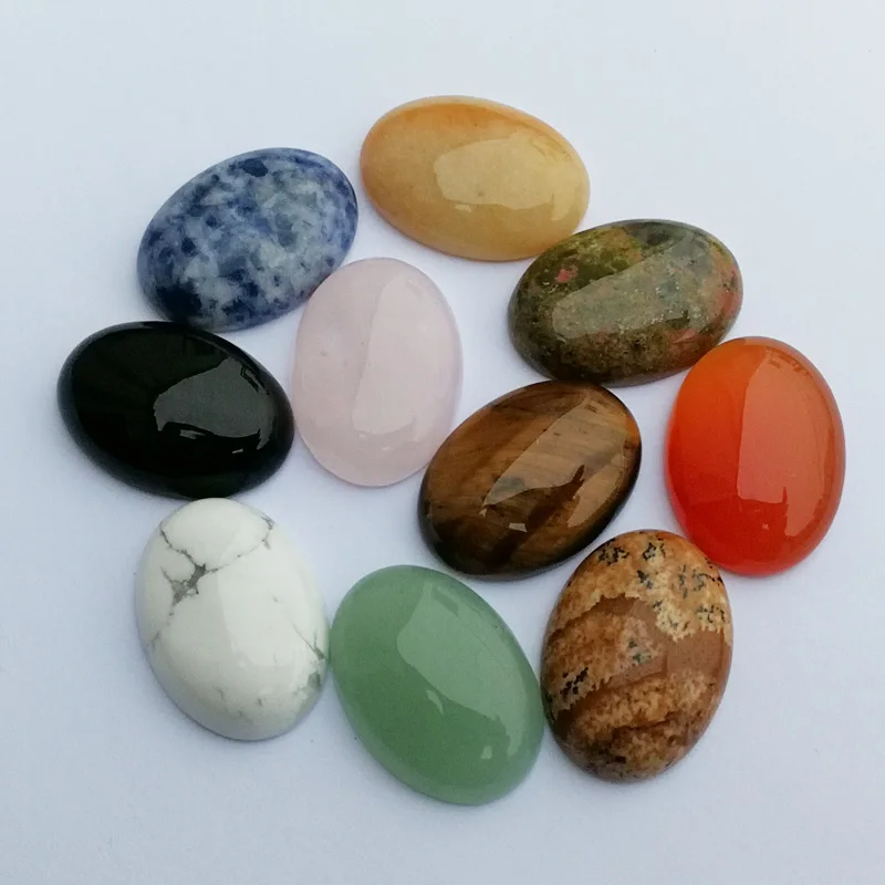 

Wholesale Natural Stone Mixed cabochon 25x18MM Oval shape Beads for jewelry making cab cabochon beads 12Pcs/lot Free shipping