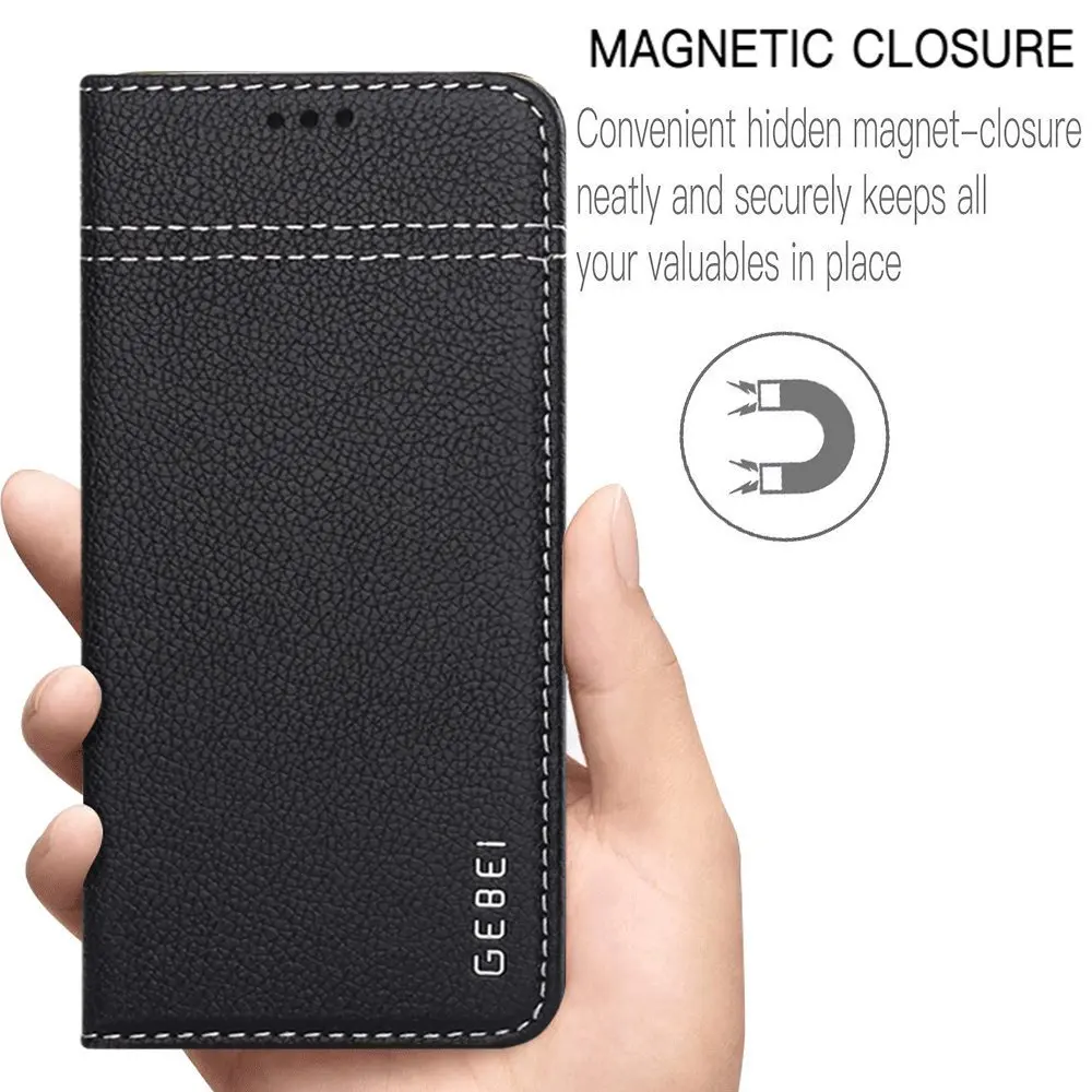 

GEBEI Genuine Leather Case for Samsung Galaxy S7 S7 edge S7edge Cover Flip Wallet Magnetic Book Case Card Slots Stand Stitching