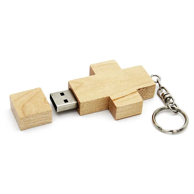 SHANDIAN Maple wood pendrive wooden Cross USB Flash Drive USB 4GB 8GB