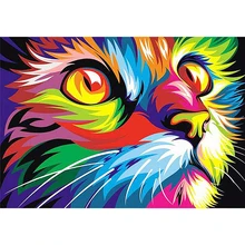 Полный DIY Набор алмазной живописи цветная голова кошки крестиком картины для выкладывания камнями Стразы мозаика домашний декор