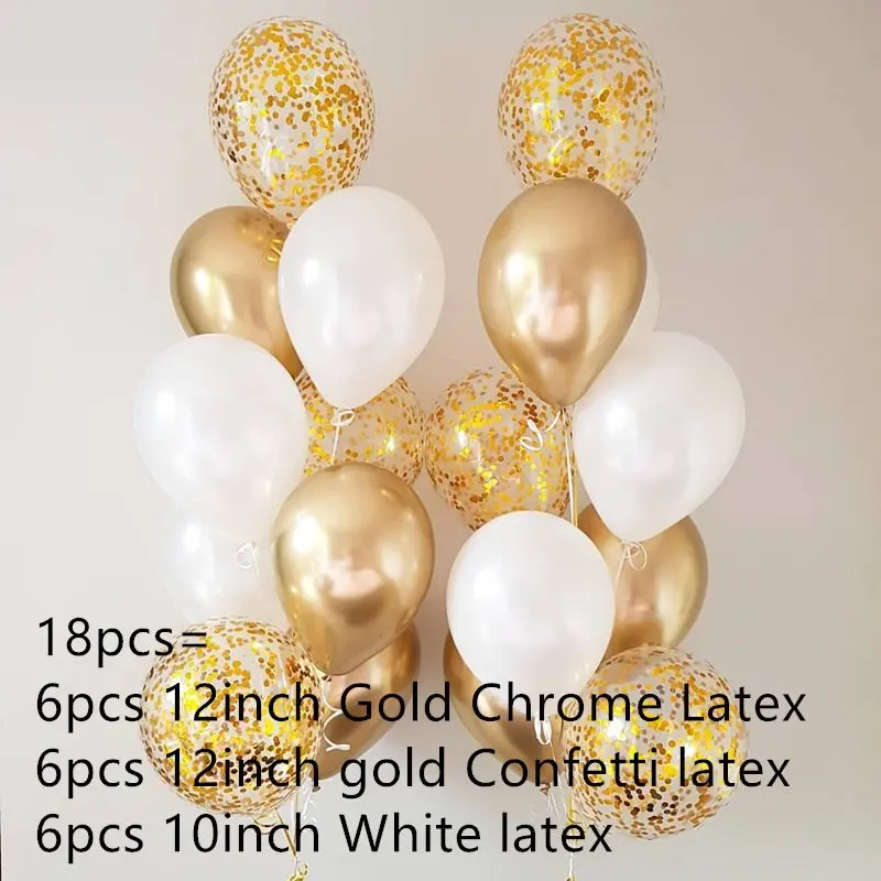 Gold confetti latex balloon bunch (1)