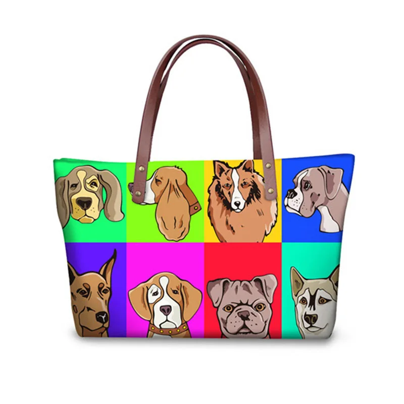 

Fashion Handle-painting Tote Cross-body Bag for Women Famous Brand Ladies Messenger Shop Bag Cute Cat Dog Handbags Puzzle Dog