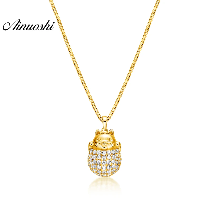 

AINUOSHI 10K Solid Yellow Gold Pendant Cute Mini Pig Pendant SONA Diamond Women Men Jewelry Lovely Pig 2.7g Separate Pendant
