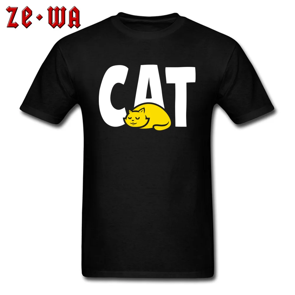 CAT Printing Short Sleeve Tees Father Day Crewneck 100% Cotton Men's Tshirts Printing T Shirt Slim Fit Drop Shipping CAT black