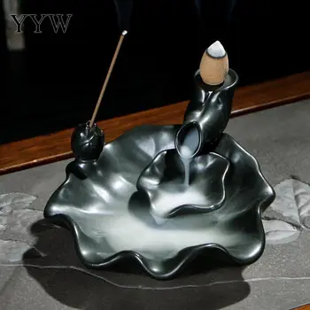 

Black Incense Stick And Cone Holder Backflow Incense Stick Burner Waterfall Censer Aroma Smoke Burner Aromatherapy Home Decor