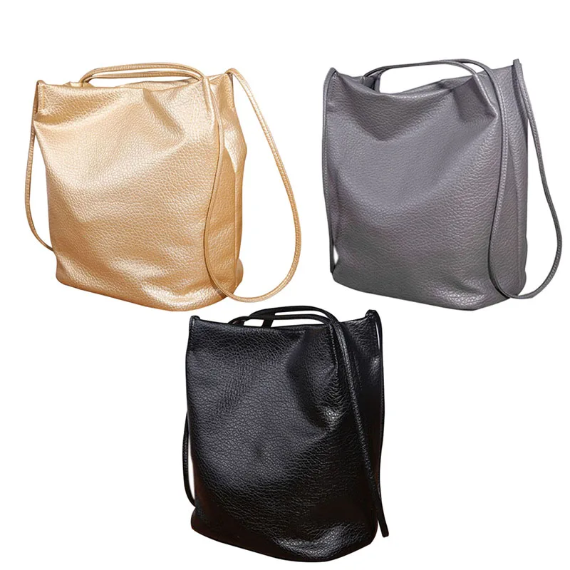 

Fashion Women PU Leather Handbag Bucket Shoulder Bags Cross Body Bags Large Capacity Shopping Bag LXX9