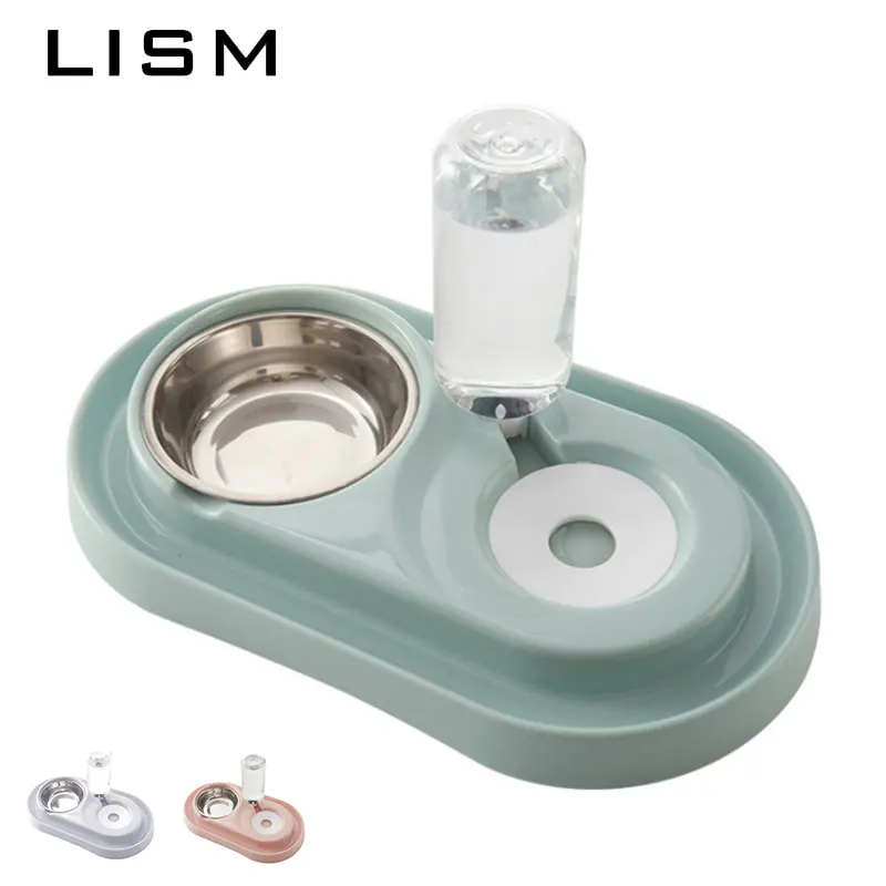 

Pet Dog Cat Feeder Drinker 2 in 1 Dog Cat Feeder Bowl Automatic Drinker Bottle NOT Wetting Mouth Hair Drinking Feeding Dispenser