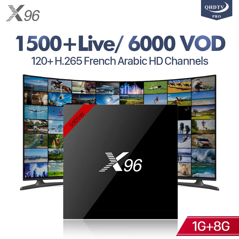 

France IP TV Receivers QHDTV Pro X96W Arabic IPTV Android 7.1 TV Box Amlogic S905W H.265 WiFi IPTV France Lebanon Tunisa Italia