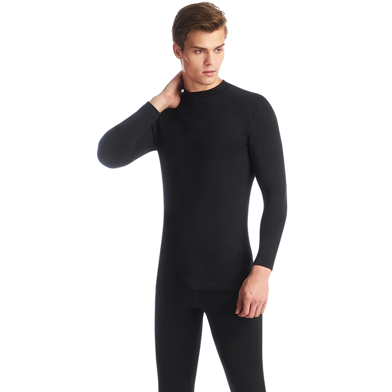 Online THREEGUN Underwear Winter Mens Womens Warm Thermal Set Winter Bottoms Half High Collar Undershirts Thick Invisible Roupa Termica