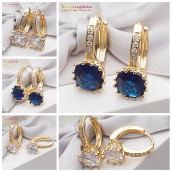 

Yunkingdom Statement Fashion Classic Jewelry Gold Earring Square Cubic Zirconia Crystal Hoop Earrings for Women Wedding Party