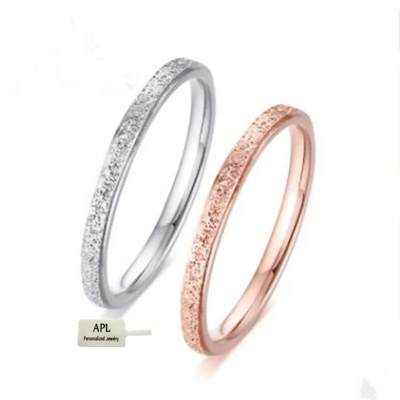 

APL - Fashionable and Easy Wipe Stainless Steel Female Ring 2mm Wide Rose Golden Finger Jewelr