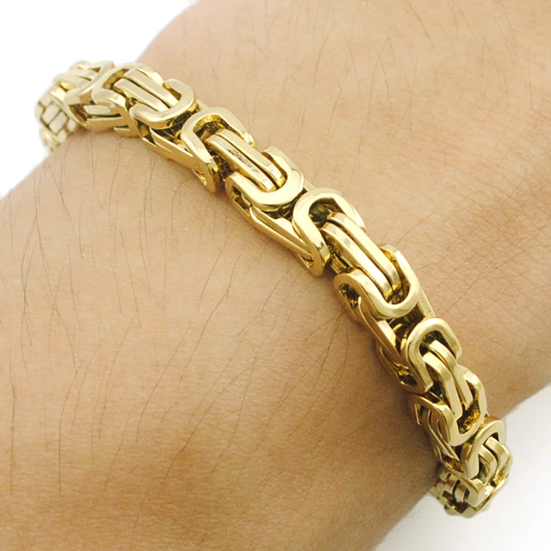 

ATGO Gold Color Stainless Steel Bracelet Wristband Friend Hand Chain MENS JEWELRY Wholesale Fashion High Quality BB323