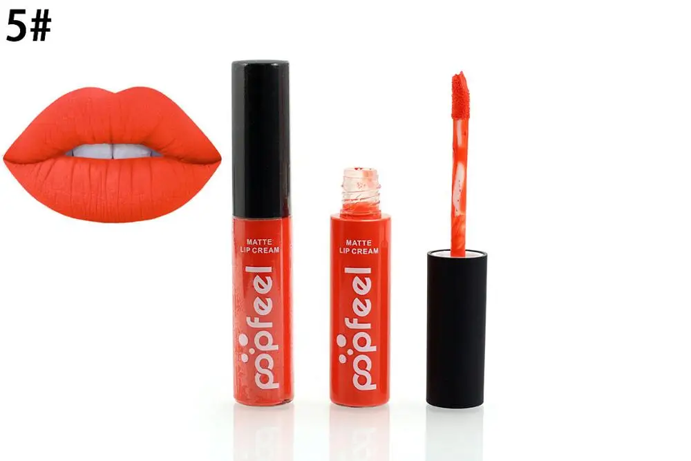 2016-Marca-de-Maquillaje-Impermeable-batom-Tinte-brillo-de-Labios-de-Terciopelo-Rojo-Verdadero-Marr%C3%B3n-Nude (7)
