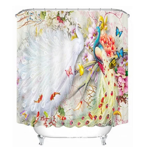 Красивый павлин Бабочка узор полиэстер ткань водонепроницаемый занавеска для душа экологически чистый ванная комната занавеска для дома - Цвет: Style 1