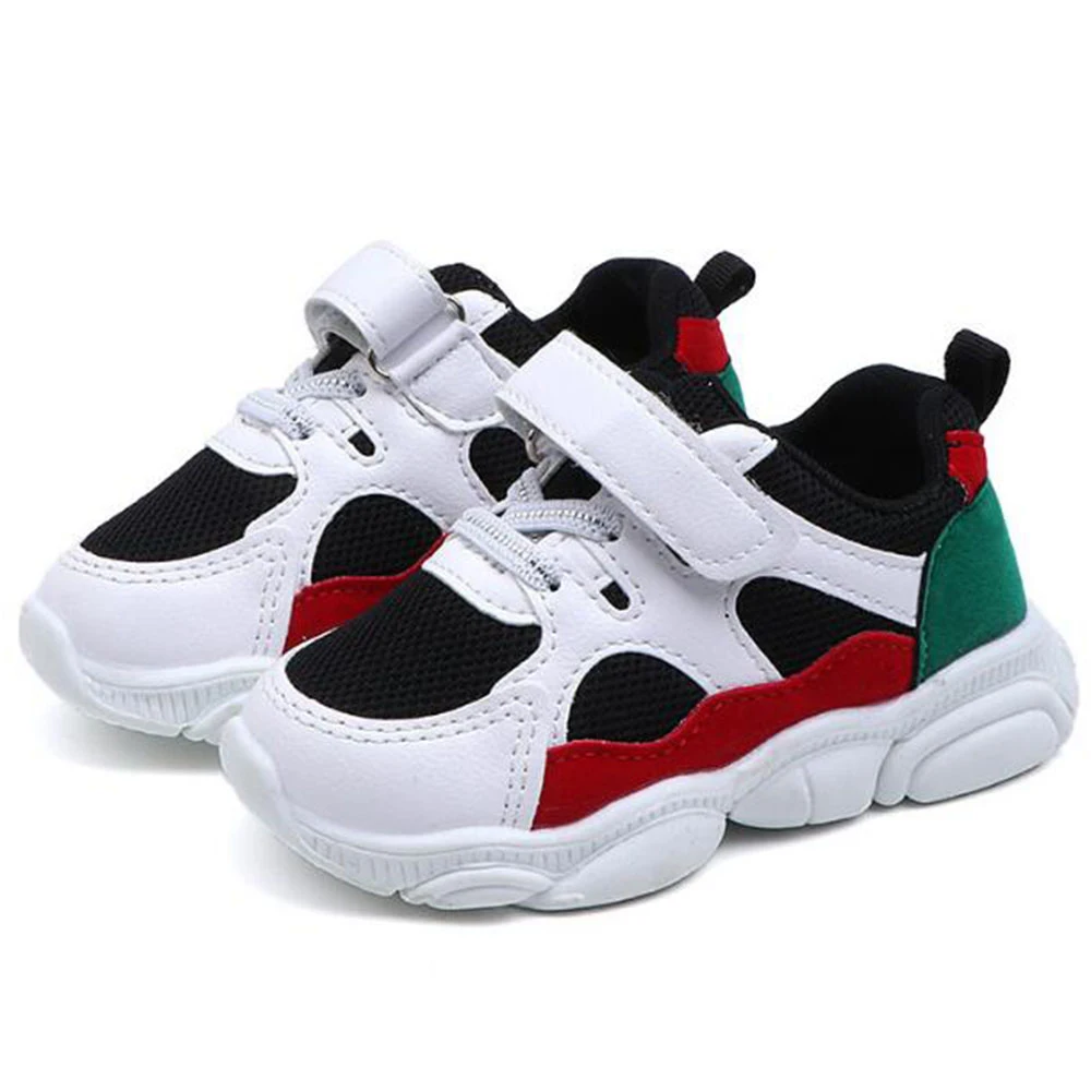 Kids Shoes Boys Girls Sneakers Fashion Colorful Patchwork Design Casual Shoes Hook Loop New Fashion Children Brand Shoes Hot D30 - Цвет: Черный