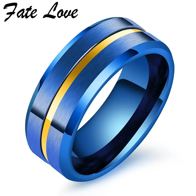 

Fate Love Unique Blue Ring Men Jewelry Anel Stainless Steel Finger Rings Fashion Party Ring Anillos Mens Jewellery Bague Homme