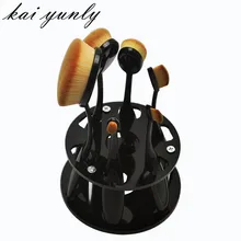 kai yunly 6 Hole Oval Makeup Toiletry Brush Holder Drying Rack Organizer Cosmetic Make Up Shelf Tool Black Sep 12