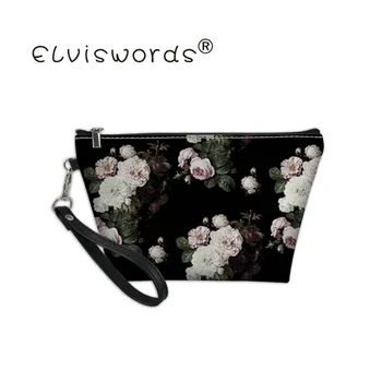 

ELVISWORDS Women Sierra Floral Bag Customized Travel Cosmetic Case Hand Bags Wash Pouch Make Up Organizer Toiletry Storage Bag