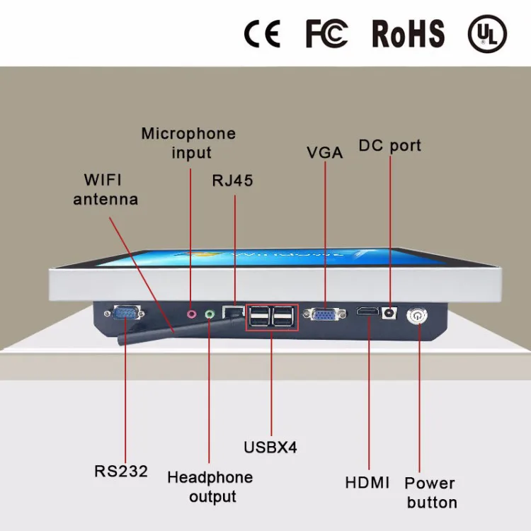  12 inch touch gaming computers Resistive touch Fanless and embedded Popular product Intel 1037K/i3/