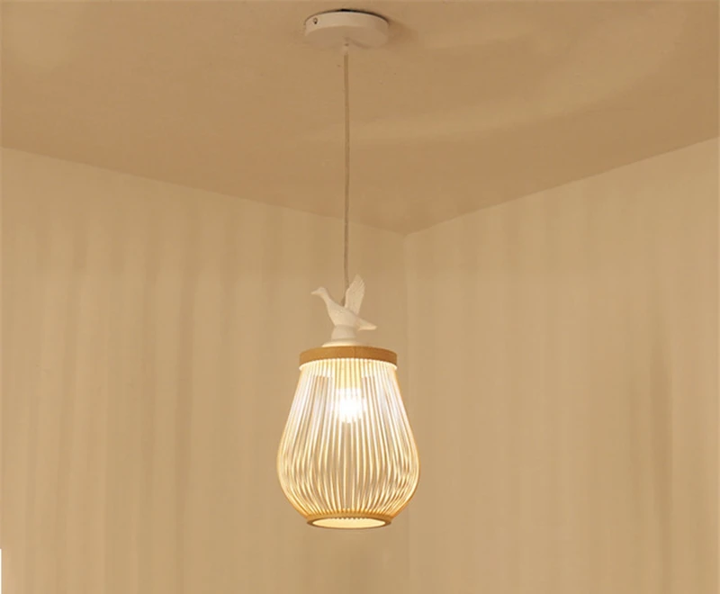 Japanese Style Novelty Wooden Bird LED Pendant Lamp Hade Decoration Dining Room Restaurant Bedroom Study Lighting Fixtures (12)
